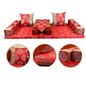 전통 보료 세트 왕실 베개 등받이 방석 궁중 매트 요세트 이불 비단