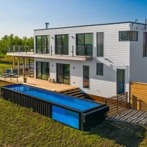 최신 디자인 지상형 20피트 해상 운송 컨테이너 수영장 스파 마이크로 홈 풀 (유리벽 포함)