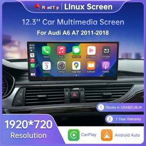 아우디 A6 C6 A7 C7 2011-2018용 로드탑 12.3인치 리눅스 화면  무선 CarPlay 안드로이드 오토 에어플레이