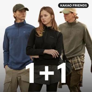 [1+1]카카오프렌즈 남녀 반집업 플리스 티셔츠