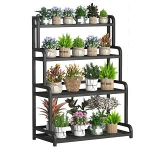 화분받침대 거실 다육 플라워 정리대 꽃 진열 거치대 4단 진열대 (흰색) - 길이 50CM