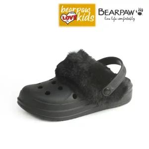 [롯데백화점]베어파우 키즈 CONNIE 코니 블랙 탈부착이 가능한 아동 클로그 뮬 털슬리퍼 K884001PD-K