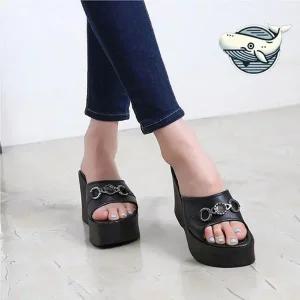 세련된 키높이 통굽 슬리퍼 미용사 가보시 신발-WFH2SHC