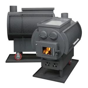 신일금속 장작 화목난로 SL110C 20평 주물 로스톨 이동식 바퀴 하우스 연통 난로