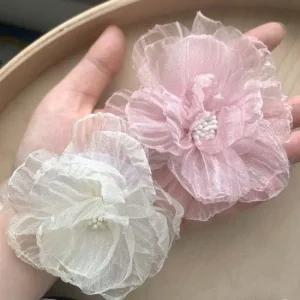 꽃잎 트렌드 올 동백 헤어핀 2개셋트 셀프웨딩 공연 반머리집게핀 큐빅헤어밴드