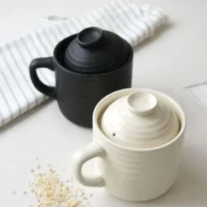 1인용 라이스쿠커 도자기 전자렌지용기 그릇 미니밥솥