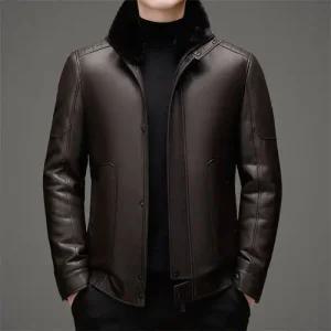 엘럽 남자 항공 점퍼 겨울옷 가죽재킷 캐주얼 밍크털 탈부착 숄카라 보온성 가죽패딩 힛템