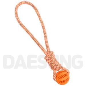 듀오독 터그놀이 로프공 공 강아지 고양이 애견 놀이 장난감 (주황)