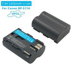 2팩 BP-511A 교체용 디지털 카메라 배터리 Canon EOS 10D D60 G6 Pro 1