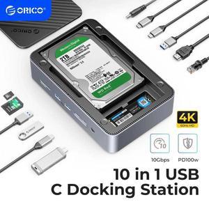 듀얼 M.2 NVME SSD 케이스가 포함된 ORICO 도킹 스테이션 데크 3.5 하드 드라이브 인클로저 스팀 도크 10 i