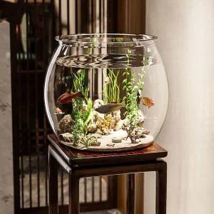 해파리키우기 물고기키우기 해수어 거실용 원형 플라스틱 어항 2025 신모델 충격 저항 고투명 생태적 데스