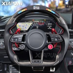 맞춤형 레이싱 LED RPM 스티어링 휠, 아우디 R8 TT TTRS 2017-2023 탄소 섬유 패들 시프터 스타트 단추