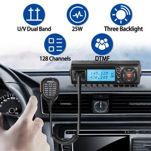 ABBREE 미니 모바일 무전기 25W AR-218 듀얼 밴드 장거리 VHF UHF 통신기 트랜시버 13.8V DC128CH FM 차량
