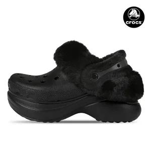 크록스 베이 라인드 클로그 여성 키높이 겨울 방한 털슬리퍼 211753-001