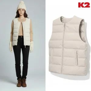 [백화점 출고] K2 조끼 패딩 여성 부스트 트리퍼 U넥 다운 슬림 넥리스 경량 베스트