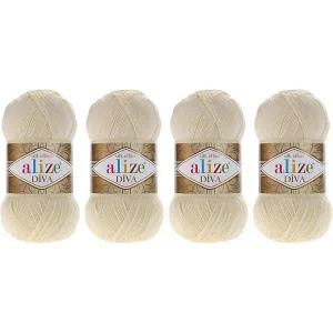 공 4개 핸드 뜨개질 실 극세사 아크릴 실 Alize 디바 실크 효과 실 크로셰 아트 레이스 공예 4개 타래 400g