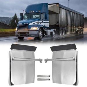 튜브 브래킷과 장착 하드웨어 하프 펜더가 장착된 세미 트럭용 치조포 24인치 x 스테인리스 스틸 쿼터 키트 세트 프레이트라이너, 켄워스, 볼보, 피터빌트 등 1쌍