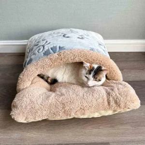 강아지 고양이 숨숨집 이불 따듯한 폭신 침대 양털 침낭세트 플리스 겨울