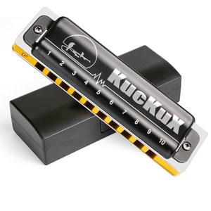 D 플랫 키의 KUCKUX 디아토닉 하모니카, 블루스 마우스 오르간 10 홀 20 톤, 인광 청동 리드, ABS 콤보, 이지 클린 커버, 성인용 10 홀 블루스 하프, 초보자용