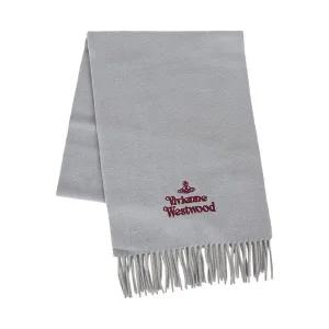 [비비안웨스트우드] 25FW 여성 자수 로고 울 머플러 라이트그레이 81030007 W00Q7 P403