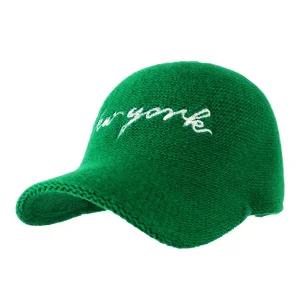 팸드님 국내제작 NEW YORK 레터링 자수 울 니트캡 남녀공용 겨울 야구모자