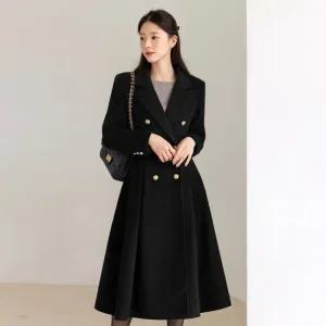 XXL까지) 카솔민 카라 더블버튼 울 플레어 코트 겨울 하객룩 오피스룩 모임룩 격식룩 연말룩 빅사이즈