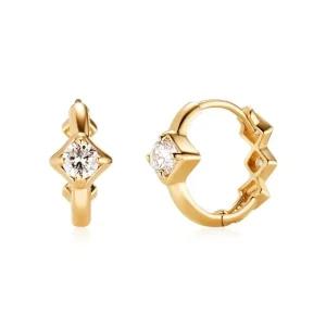 [모룬] 18K 리버스 애셔컷 랩 다이아몬드 원터치 링귀걸이 한쌍 MOE42258