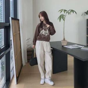 [신세계라이브쇼핑][옷자락] 여성용 일상용 배기핏 무지 스트링 팬츠