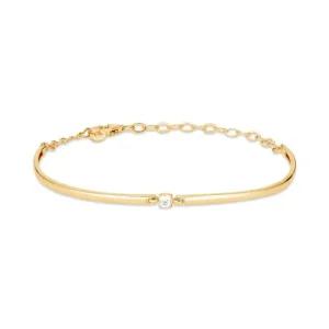 [모룬] 18K 3mm 플랫 솔리테어 하프 뱅글 팔찌 MOB42249