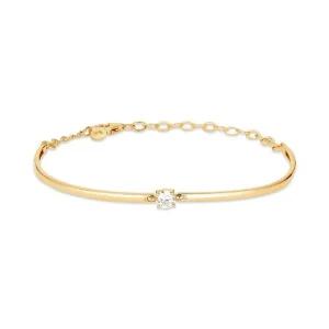 [모룬] 18K 4.2mm 플랫 솔리테어 하프 뱅글 팔찌 MOB42250