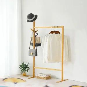 멀티고정형 북유럽풍 대나무 우드 옷걸이 행거 정리 스탠드옷걸이 원목행거 옷걸이행거 우드행거