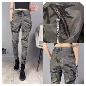 봉숙이 더블진카모 2025 겨울 기모 신상 따뜻한 여성 스판 허리 밴딩 여자 배기 면 고무줄 팬츠 밀리터리 군복 군용 색 베기 9부 긴 바지