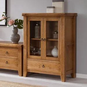 [마루엔개비] 우리목 서랍 유리장식장 80 원목가구