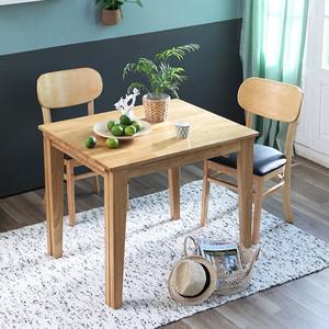 공간활용 슬라이딩 확장형 버터 2인 원목 식탁 세트/의자 2개
