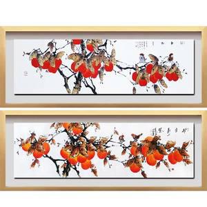 (진품)부자되는 그림 감그림 표구액자 한국화 동양화 가정집 사업장 거실 풍수인테리어 생기 액자