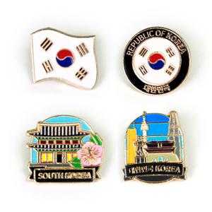 한국기념뱃지-한국관광기념뱃지 외국인선물 바람태극기 원태극기 경복궁 랜드마크