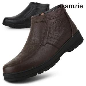 [쌈지] 남성 소가죽 털안감 방한부츠 미끄럼방지 따뜻한 겨울방한화 