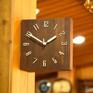 [예쁜나무]브라운 우드 무소음 원목 양면시계