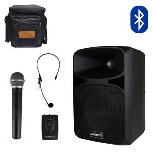 MS-217 구성A 충전식 이동식앰프 200W 버스킹 행사용 블루투스 에코 무선핸드+헤드셋마이크