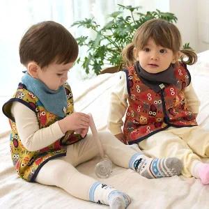 [보리보리/삐까부]유아 아동 아기 겨울 수면조끼  부엉친구 누빔 하프 수면조끼