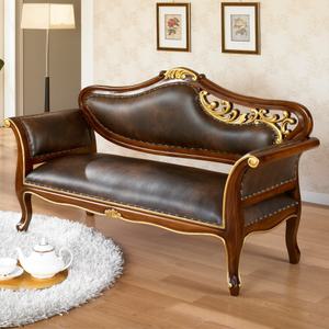 SL겔러리 베이 엔틱소파벤치 마호가니원목 2인용 엔틱골드 카페 호텔