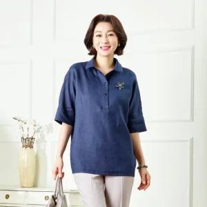 [마담엘레강스] 스포티 쿨 린넨 셔츠형 블라우스 K201BL12