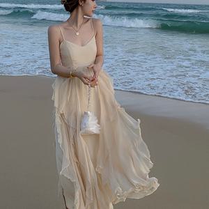 쉬폰 원피스 비치룩 파티룩 여신 드레스 롱원피스 민소매