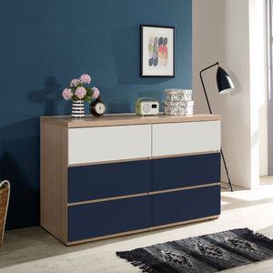 모던 네이비 1200 3단 서랍장 깊은 와이드 수납장