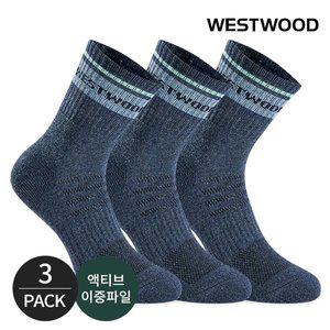 [웨스트우드] 여성 쿠션 탑링글 컬러배색 등산 중장목양말 3P_NY