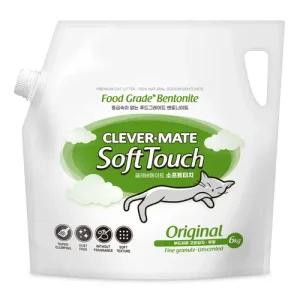 클레버메이트 소프트터치 오리지널 무향 고양이모래 6kg x 2개 부드러운입자 먼지없는 벤토나이트 배변모래