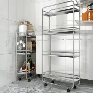 이동식 스텐트롤리 4단 정리대 틈새 선반 주방 수납장 OCT-4T19