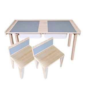 레고호환 편백나무 접이식 레고테이블 입식 2인용 세트