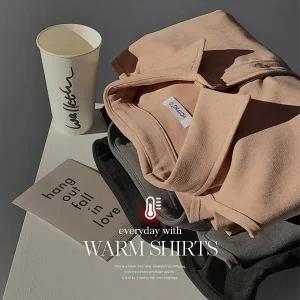 핫핑 메르테 오버핏 피치 겉기모 긴팔셔츠