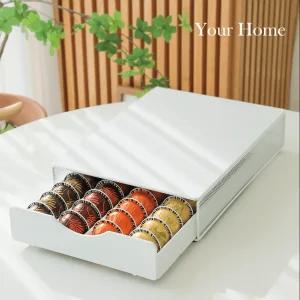 홈카페 커피캡슐 보관함 철제서랍 40구 화이트 홀더